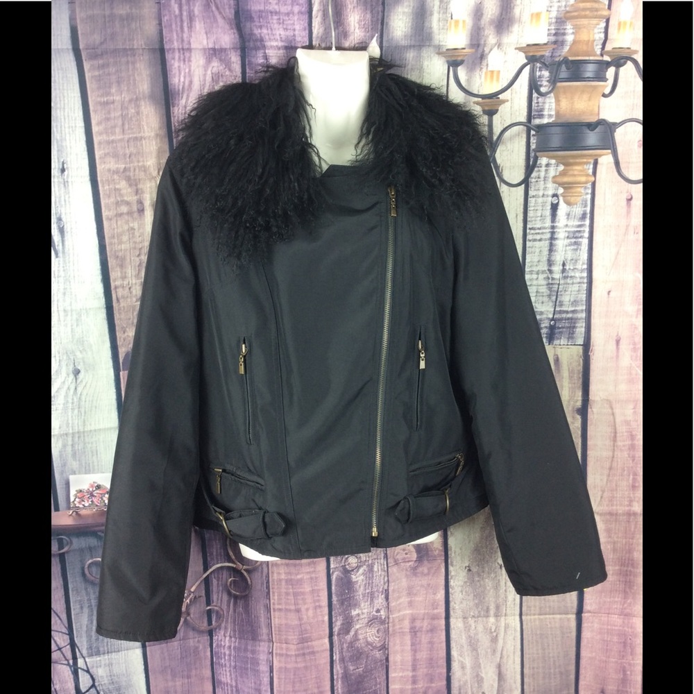 Donatella jacket w/detachable fur collar M